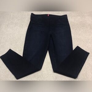 SPANX Size L x 28 In‎ Inseam High Rise Dark Blue Denim Stretch Jeggings